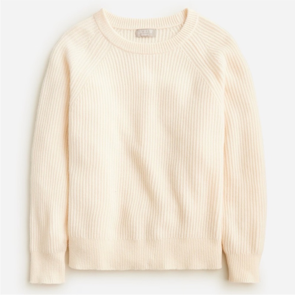 J. Crew Cream Ribbed Cashmere Sweater - L